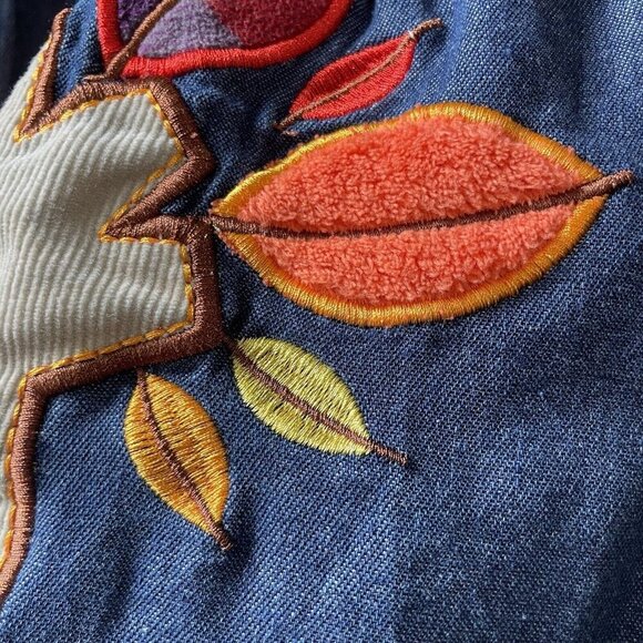 Maria Elena Girls Button Down Hooded Embroidered Fox Fall Jacket Dress Lined 6 - Picture 6 of 16